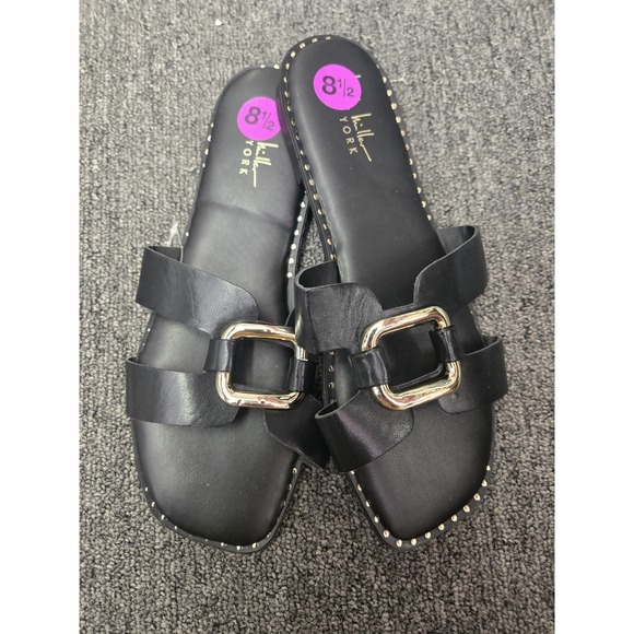 Women's Nicole Miller Slides Sz 8.5 Black - Picture 1 of 5